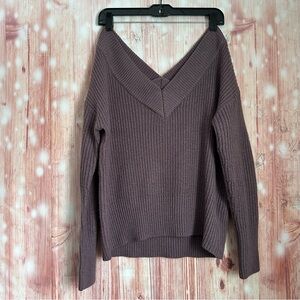 Full Circle Trends Purple Double V Neck Cropped Sweater Size L